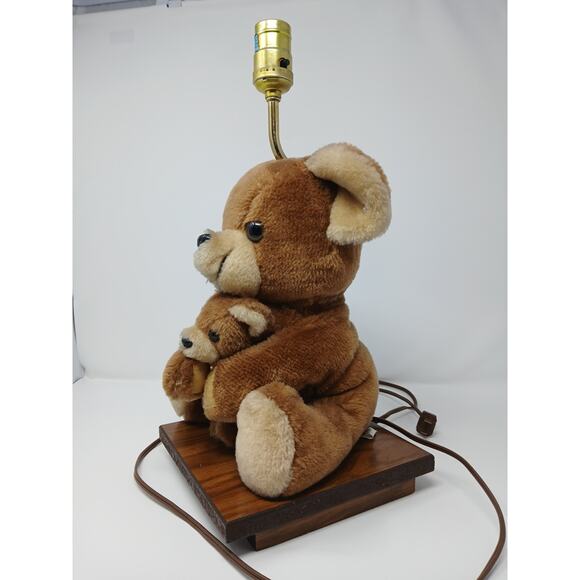 vintage 80’s ADI Brown Teddy Bear Nursery Table Lamp Plush Musical Animal - Picture 5 of 16